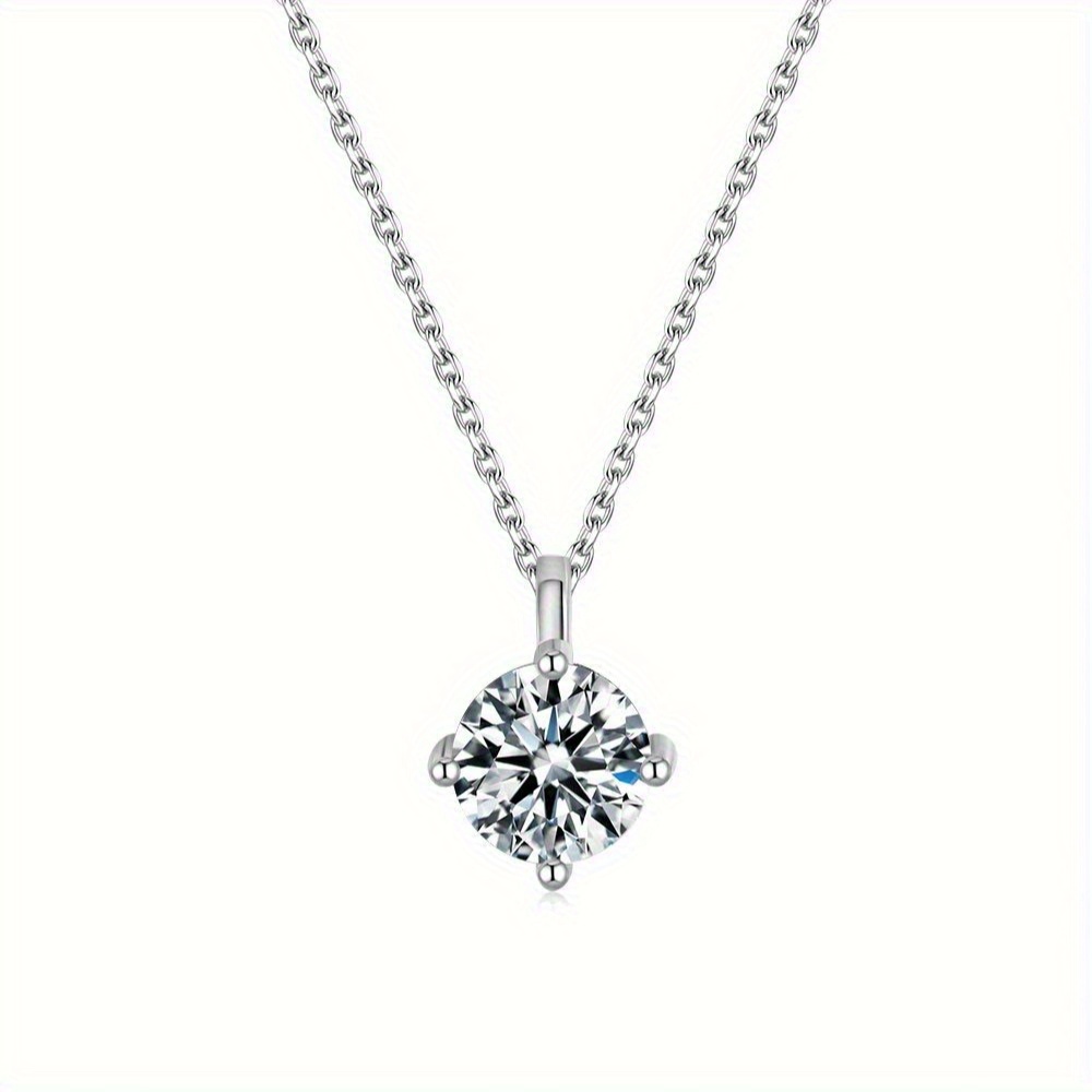 Elegant 925 Sterling Silver Moissanite Necklace, Gift Ready